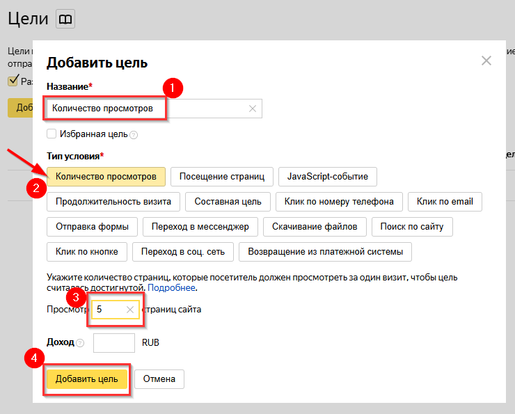 Установка счетчика Яндекс.Метрика, настройка целей - 2624